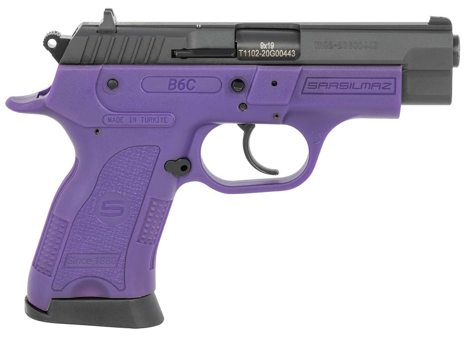 Sar USA B6C 9mm Luger 3.80" 13+1 Violet Black Oxide Steel Violet Polymer Gr-img-0