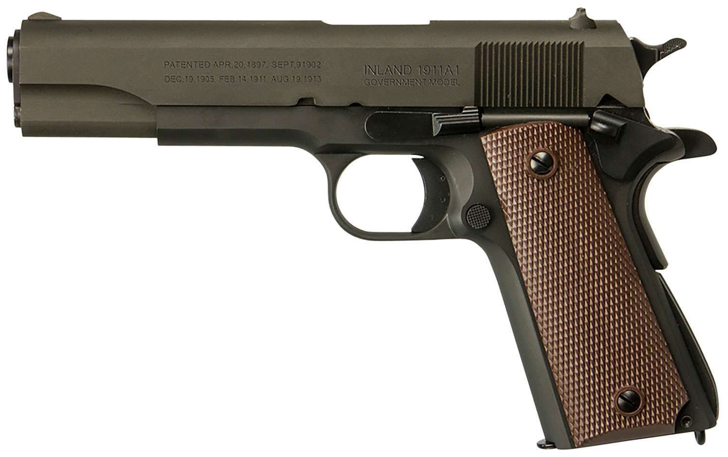 Inland Mfg ILM1911 1911 A1 Government 45 ACP 5" 7+1 Black Parkerized Wood G-img-0