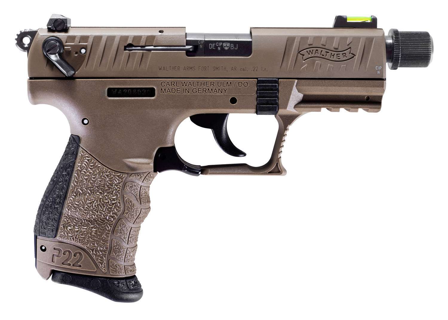 Walther Arms 5120753 P22 Q 22 LR 3.42" 10+1 Flat Dark Earth Cerakote Black-img-0